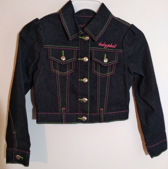 ‼️THRIFT STORE ALERT MAKE OFFER Baby Phat Jean Jacket Denim Neon Stitching Coat - Picture 11 of 12